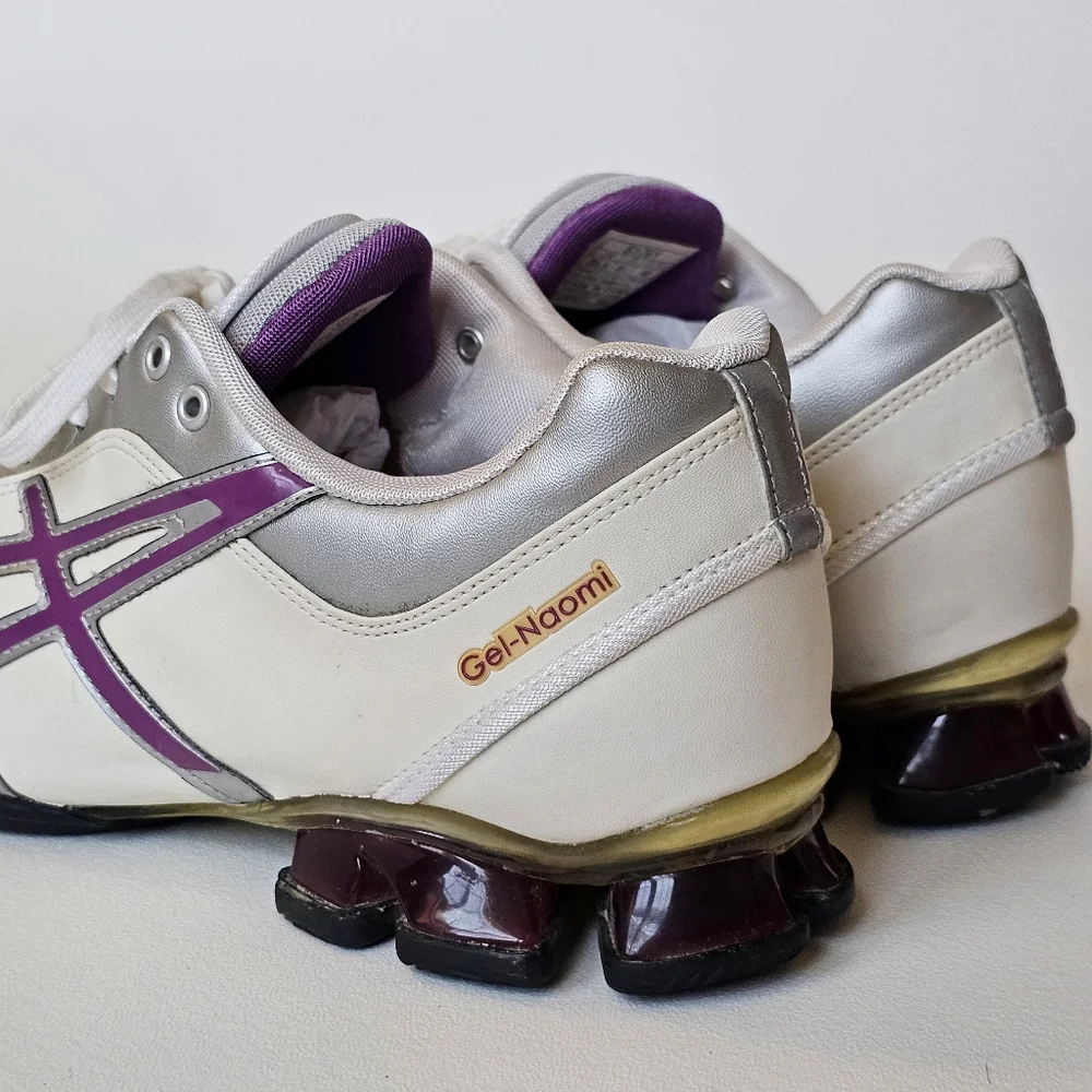 Rare Y2K ASICS Gel-Naomi Sneakers Women’s 8.5 Ivory Purple Silver Running Shoes